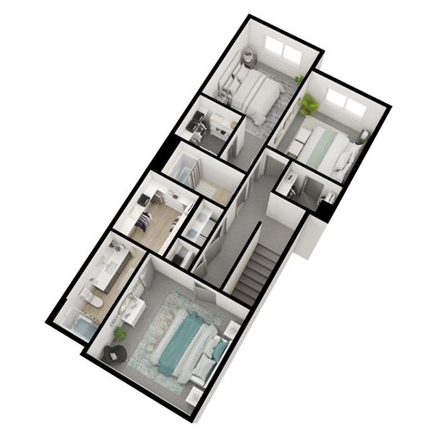 Floor plan for 3 beds, 2 baths, 1432 sqft